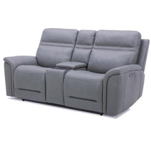 Liberty Furniture Cooper Triple Power Reclining Loveseat with Console - USB Charging Ports, Wireless Charging Pads, Hidden Cupholders - Blue Gray Leather