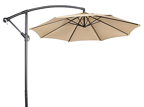 RWGOVLU 3m Cantilever Garden Parasol, Patio Sunshade with Crank Handle and Tilting, UV Protective 50+, Garden Offset Patio Umbrella for Outdoor Sun Shade