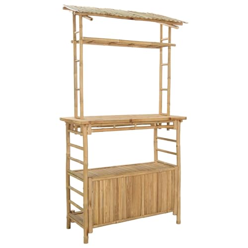 PUGYNBK Outdoor Bamboo Bar Table 43.3 x 19.7 x 82.7 in
