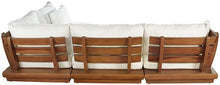 Meridian Furniture 111White-Sec4B Mirella Collection Modern | Contemporary Outdoor Patio L-Shaped 4pc. Modular Sectional with Solid Teak Frame, Water Resistant Fabric, 113" W x 75" D x 27" H, White