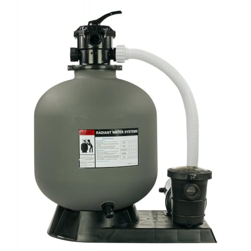Rx Clear Radiant 22 Inch Swimming Pool Sand Filter System for Above Ground Pools | Includes 1.5 HP Pump, 6-Way Multi-Port Valve & Blue Luster Media | 45 GPM Flow Rate | Filters Pools up to 26,000 Gal