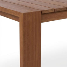 Outdoor Escape Brown Outdoor Dining Table with Aluminum Frame in Teak Wood Look, Contemporary Style, 108W X 40D X 30H, Weather-Resistant Finish