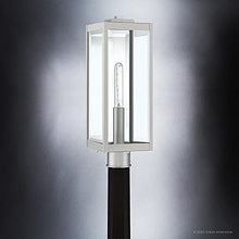 Urban Ambiance Luxury Modern Farmhouse Outdoor Post/Pier Light, Large Size: 20.5" H x 7" W, with Industrial Style Elements, Stainless Steel Finish, UQL1363, Quincy Collection