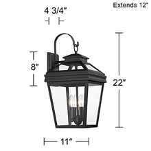 Stratton Street 22" Black Traditional Outdoor Lantern Wall Light Fixture