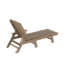 WestinTrends Malibu Poly Reclining Chaise Lounge Set with Table Weathered Wood
