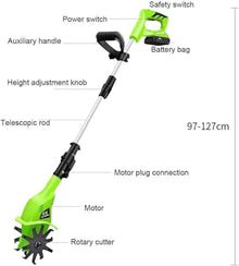 LBAawxe MekUk Garden Tiller & Cultivator Handheld Electric Garden Tiller Rotavator, Cultivator & Rotavator, Lithium-Ion Battery Pack 20V Tiller for Garden Care Compacted Soils and Lawn Yard