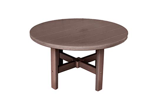 Phat Tommy Round Outdoor Coffee Table - Poly Resin Outdoor Table - Small All Weather Patio Coffee Table, Poly Furniture, Brown