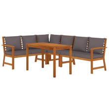 LKJVFCPW 5 Piece Patio Dining Set with Cushions, Solid Acacia Wood Outdoor Furniture for Garden, Terrace and Backyard, Rustic Brown