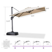 OROTLECT 8' X 8' Patio Beige Umbrella with Base for Pool 7' High Offset Outdoor Cantilever Beige Umbrella Swimming Pool with 360°Rotation for Poolside