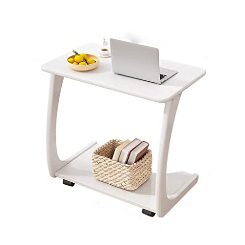 NRFJFOP Solid Wood Sofa Side Table Can Be Moved Bedside Rubber Living Room with Wheels Small Coffee