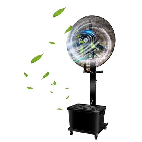 CUTPOIY Pedestal Misting Fan, 40L Water Tank, Large Commercial Spray Fan, Adjustable Height, for Greenhouse Factory Workshop, 65cm/25.6in
