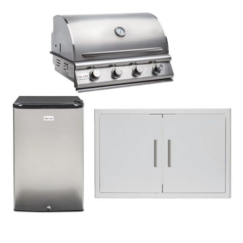 Blaze Prelude LBM 3-Piece 32-Inch Natural Gas Outdoor Kitchen Package w/Refrigerator - BLZ-4LBM126-NG-3PC-SC