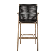Armen Living Nabila Modern Indoor Outdoor Patio Light Eucalyptus Wood and Charcoal Rope Counter Chair Bar Stool, 26.5" Seat Height