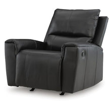 Larry Rocker Recliner Chair with Pillow Top Arms, Black Top Grain Leather