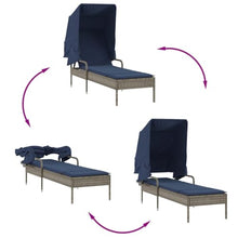 Foknhdi 2-Piece Grey PE Rattan Outdoor Chaise Lounge Set with Adjustable Canopy & Armrests, 78.7 in Seat Depth All-Weather Patio Furniture for Garden Poolside Balcony