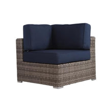 Hassyee Outdoor Sectional Sofa Set with Coffee Table and UV Resistant Frame for Poolside, Backyard, Patio Furniture Set with Dark Blue Cushions for Lawn, Balcony, Garden