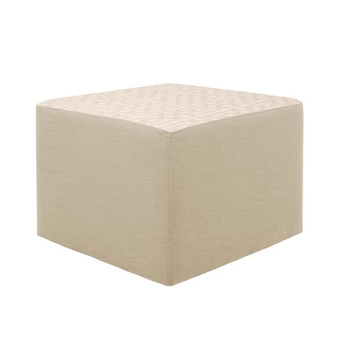 FDP 24" Square Oversized Outdoor Ottoman Featuring Sunbrella Two-Tone - Weather-Resistant, Fade-Resistant, Fully Assembled Patio Furniture for Backyard or Poolside Seating, 18" H - Flax/Sand