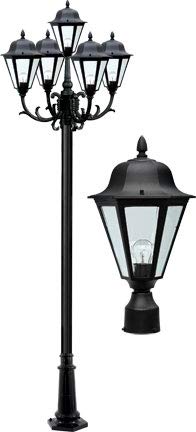 DABMAR LIGHTING Daniella Post Five Light Fixture Frosted Glass Black