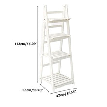 Ladder Shelf 4-Tier Wooden Flower Stand Foldable Storage Rack Free Standing Plant Flower Stand Corner Plant Display Rack For Living Room Bathroom Kitchen Office Moisture-proof Flowerpot Stand