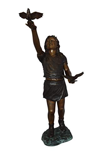 NIFAO Hoosier Girl Sandy, Girl Medium Bronze Statue, 25" L x 20" W x 42" H