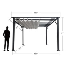 Paragon Outdoor 11’ x 16’ Florence Aluminum Pergola with Retractable Canopy Silver