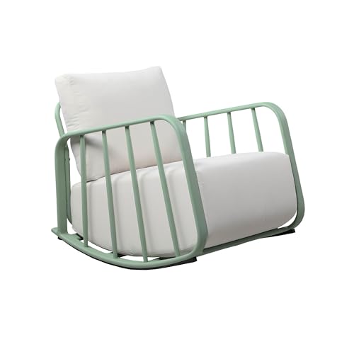 Tov Furniture Violette Outdoor Rocking Chair Mint Green and Cream