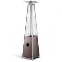 40,000 BTU Bronze Portable Propane Outdoor Patio Heater with Glass Flame Tube – Square Pyramid Freestanding Design with Wheels & Easy Ignition – Outdoor Heater for Deck, Patio, Poolside, Events
