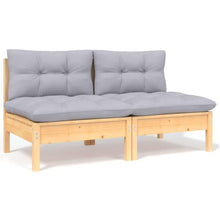 HKQWPBF 4 Piece Patio Lounge Set with Gray Cushions Solid Pinewood