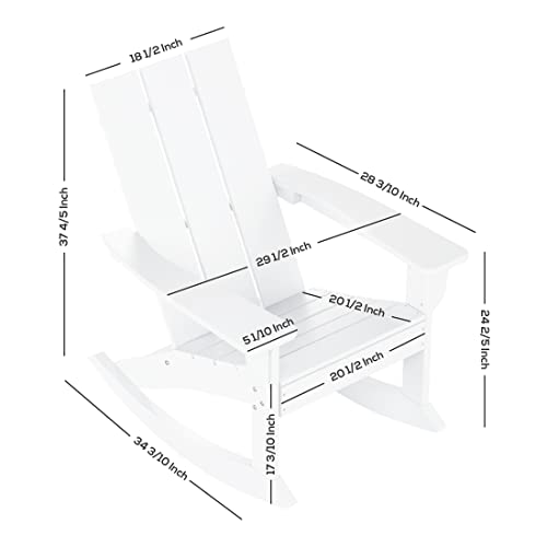 WestinTrends Ashore Patio Rocking Chairs Set of 4 All Weather Poly Lumber Adirondack Rockers Grey
