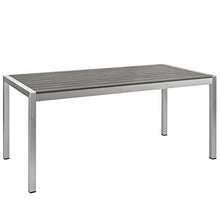 Modway Shore 7-Piece Aluminum Outdoor Patio Dining Table Set Silver Black