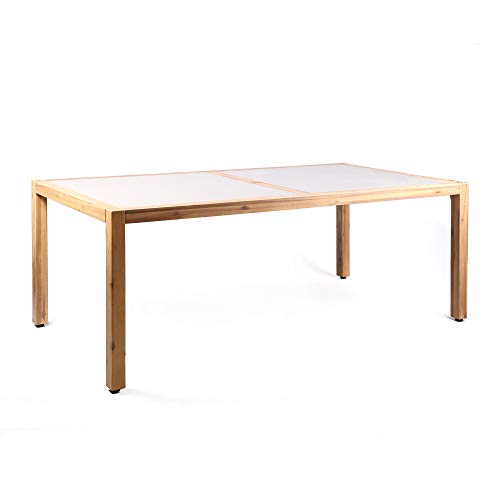 Armen Living Sienna Outdoor Eucalyptus Dining Table Finish and Concrete Top, Gray LCSIDITEAK, Teak/Grey Super Stone