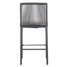 Afuera Living Modern Aluminum Outdoor Counter Chairs, 27 in Seat Height, Powder-Coated Dark Gray Frame, Set of 2, Pebble Weave Design, Brushed Stainless Steel Footrest, Comfortable Patio Seating