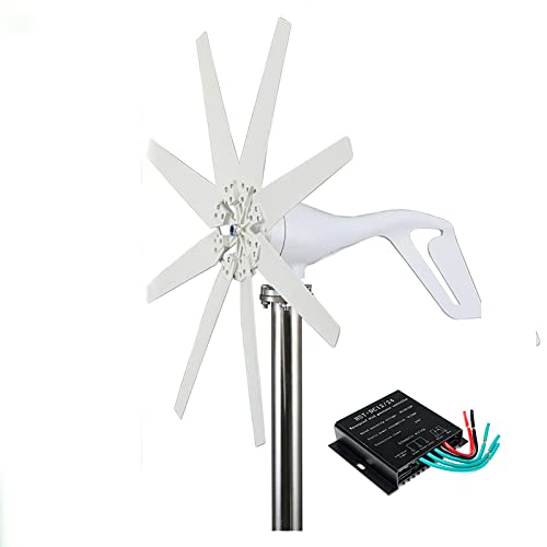 48v,2500W 12V 24V 48V Vertical Axis Windmill Generator, 3 Phase 50HZ Wind Power Generator with Controller for Marine, Home, Wind System (White)