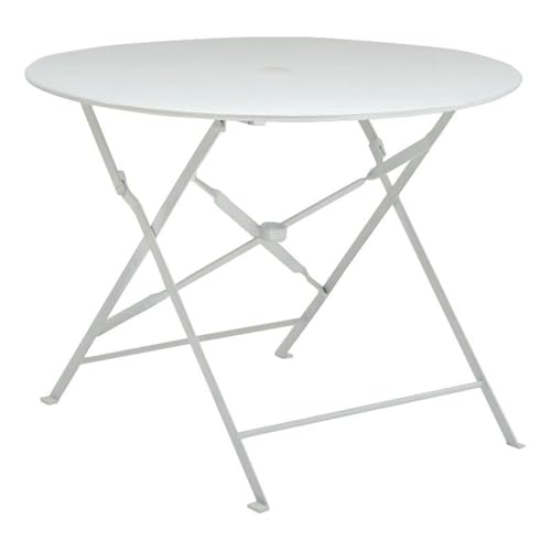 Carolina Classic 36" Folding Metal Bistro Table with Umbrella Hole in White