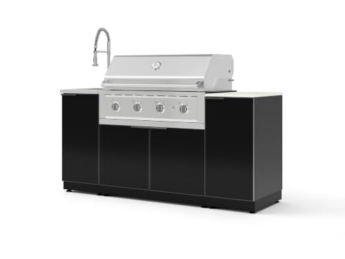 NewAge Products Classic Series 5PC Aluminum Black Modular Outdoor Kitchen Grill Island with 40" Performance Grill NG - 24"D x 72"W x 57.15"H