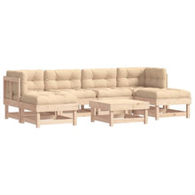 LKJVFCPW 7 Piece Patio Lounge Set, Modular Garden Sofa with Thick Cushions, Solid Pinewood Outdoor Conversation Furniture for Backyard, Terrace, Deck, Brown