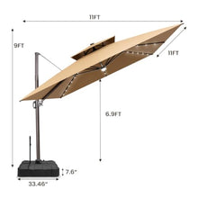 OROTLECT 128'' Square Outdoor Cantilever Solar Led Lights Patio Umbrella with Easy-Move Base | One-Person Mobility