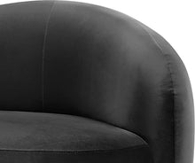 Meridian Furniture 44081Black-L Gustavo Collection Art Deco Loveseat with Luxe Black Velvet 460 GSM, Natural Finish Rubberwood Base, Solid Eucalyptus Wood Frame, 72.5" W x 37" D x 31" H, Black