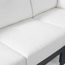 Outdoor Escape White Fabric Outdoor Patio Modular Sectional, Contemporary Style, Comfortable 90X90 Inch Seating, Weather-Resistant Cushioned Design