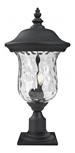 533PHB-533PM-BK Black Armstrong 3 Light Outdoor Pier Mount Light with Clear Water Glass Shade