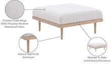 Meridian Furniture 55036Beige-Ott Laguna Collection Modern | Contemporary Outdoor Patio Ottoman with Teak Finish Aluminum, Waterproof Olefin Fabric, 35.5" W x 35.5" D x 17" H, Beige
