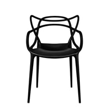 2xhome Modern Dining Chair | Stackable Indoor or Outdoor Entangled Side Chair | Weather Resistant Plastic for Kitchen, Patio, Restaurant, Yard, Porch, Balcony (Set of 6, Black)