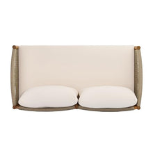 Christopher Knight Home SIDA Acacia Wood Outdoor Loveseat and Coffee Table Set, 2 Piece Patio Furniture Set with Removable Cushion, Wooden Outdoor Conversation Set, Beige+Cream+Teak