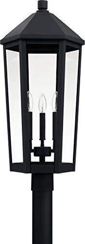 Capital Lighting 926934BK Ellsworth Clear Glass Outdoor Post Lantern, 3-Light 180 Total Watts, 28" H x 13" W, Black
