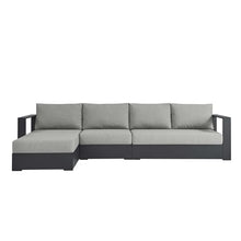 Modway Tahoe Modular Aluminum 3-Piece Outdoor Patio Furniture Gray, Left-Facing Sectional Sofa Set with Weather-Resistant Cushions, Ideal for Deck, Backyard, Poolside