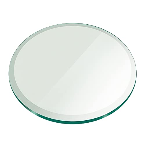 Custom Cut Glass Table Top 1/4'' Thick - Clear Tempered Glass Cut to Size - Round Replacement Glass for Table Tops with Bevel Edge by Fab Glass and Mirror C-CLGT-RD6MTB