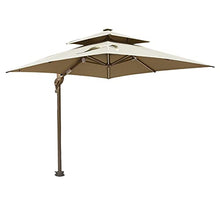 LOERSS Double Top Roating Outdoor Offset Umbrella,Offset Hanging Umbrella,9.8FT Square Cantilever Patio Umbrella,Heavy Duty Sun Umbrella,Outdoor Cantilever Umbrella(3m/9.8ft,卡其色)