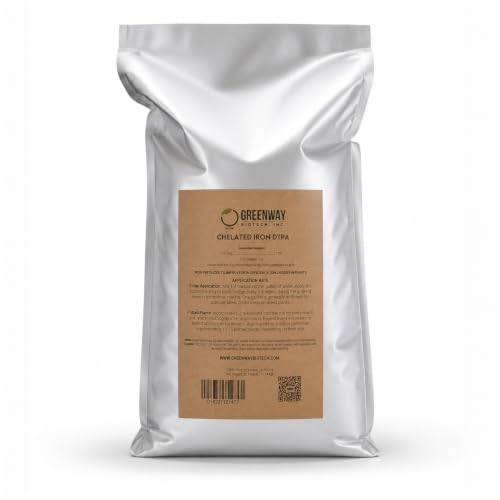 Greenway Biotech Chelated Iron DTPA Fertilizer - High-Efficiency Iron Supplement for Stronger and Healthier Plants-Ideal Iron Deficiency in the Plants - (25 Pounds)