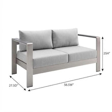 Outdoor Escape Gray Fabric, Aluminum Outdoor Patio Loveseat for Comfortable Seating, Durable Frame, Comfortable Cushions, Sturdy Design