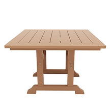 WO Outdoor Adirondack Patio Dining Chair Table 5 PCS Set Seashell Back Armchair Square Table Retro Aesthetic for Outside Restaurant Dining, Resort, Hotel, Lawn, Garden (Teak)